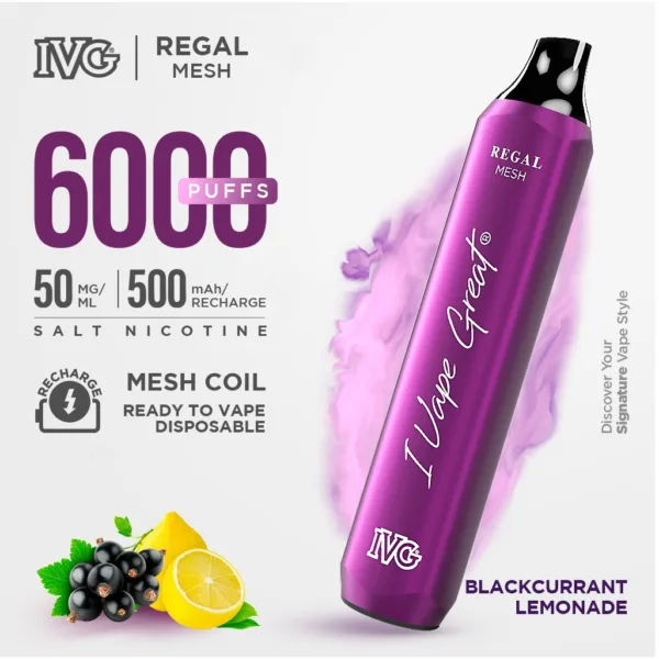 BLACKCURRANT LEMONADE IVG REGAL DISPOSABLE