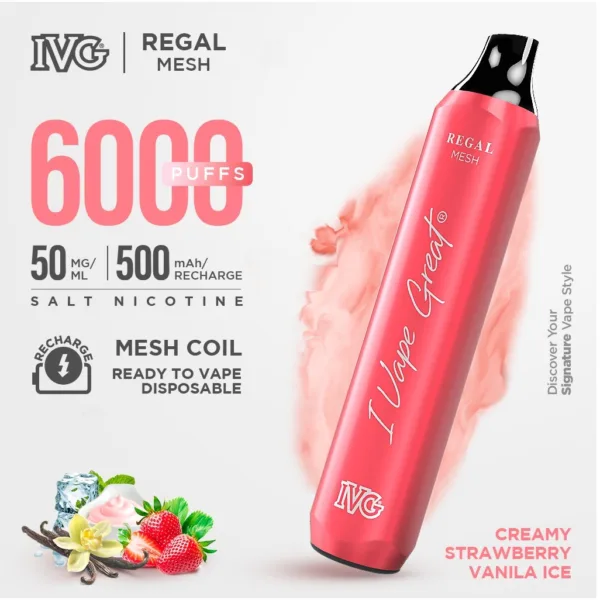 CREAMY STRAWBERRY VANILA ICE IVG REGAL DISPOSABLE