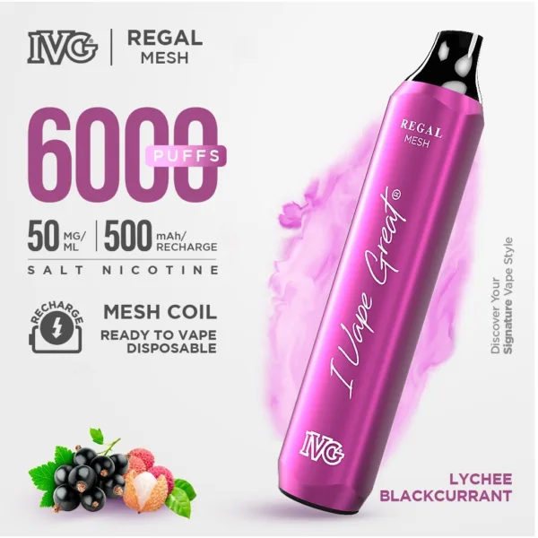 LYCHEE BLACKCURRANT IVG REGAL DISPOSABLE