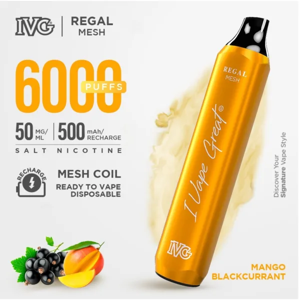 MANGO BLACKCURRANT IVG REGAL DISPOSABLE