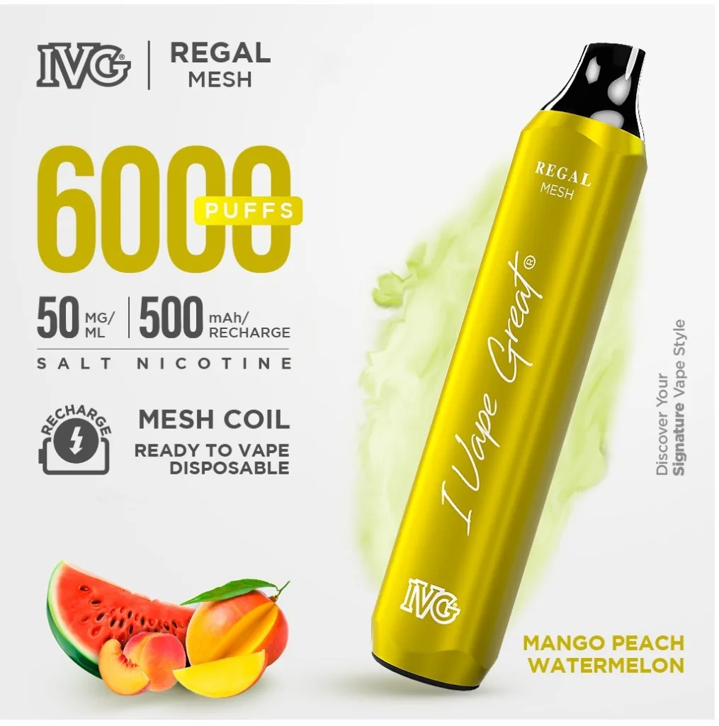 MANGO PEACH WATERMELON IVG REGAL DISPOSABLE 6000 PUFF