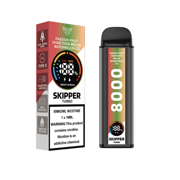 PASSION FRUIT HONEYDEW MELON WATERMELON ICE SKIPPER TURBO 10K DISPOSABLE