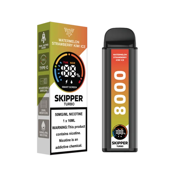 WATERMELON STRAWBERRY KIWI ICE SKIPPER TURBO 10K DISPOSABLE