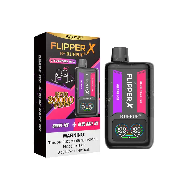 BLUE RAZZ ICE AND GRAPE ICE RUFPUF FLIPPER X DISPOSABLE 2000O PUFFS